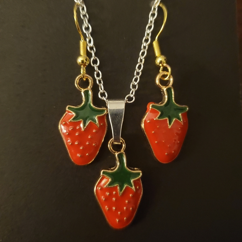 Strawberry Earring & Necklace Set - price firm